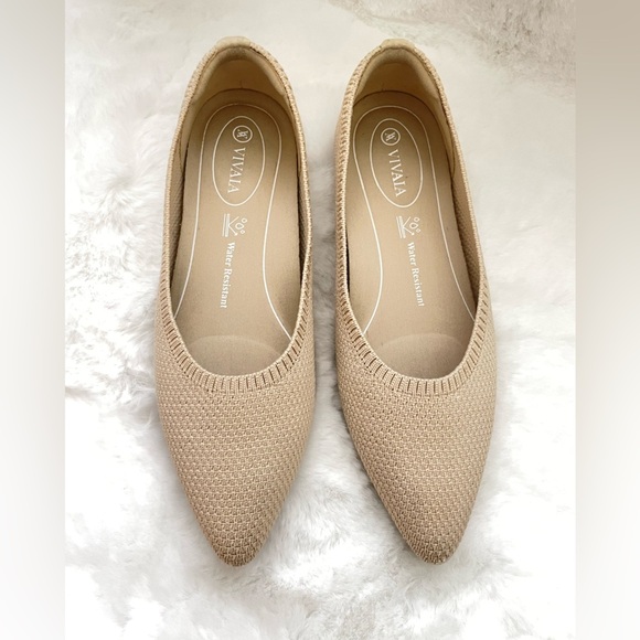 VIVAIA Aria Pointed-Toe Ballet Flats Ivory Water Repellent Womens Size 37.5 - Picture 6 of 9